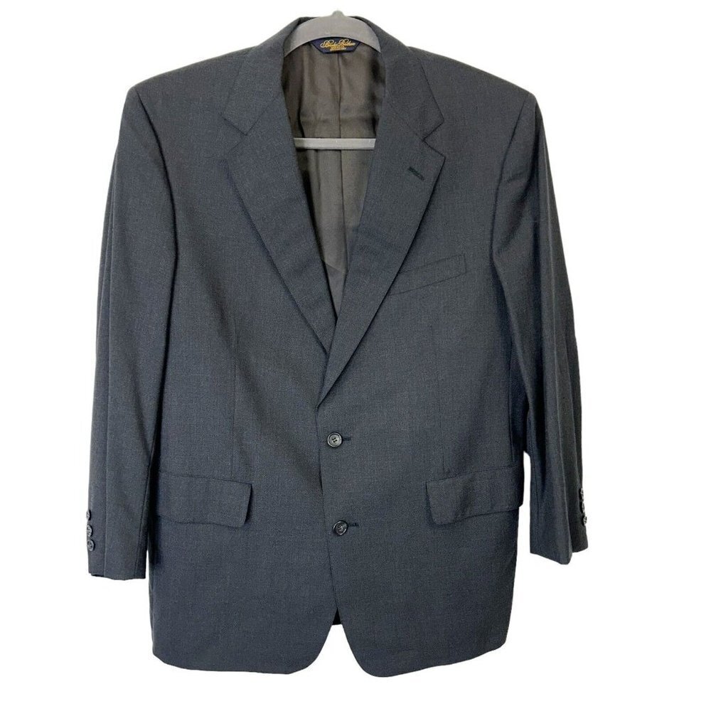 Brooks Brothers Wool Blazer Jacket Mens Size 43R Gray Business Casual Short